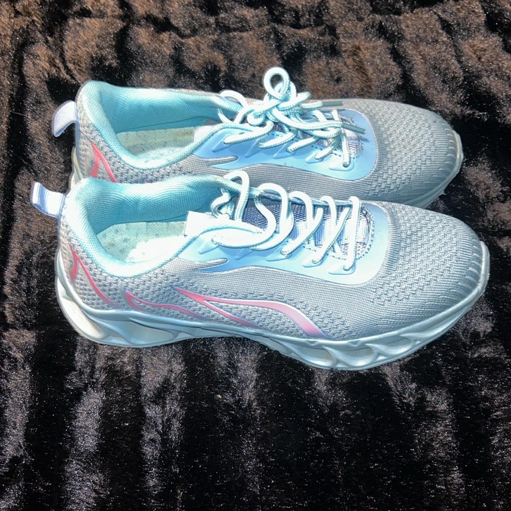 Women's Light Blue and Pink Sneakers